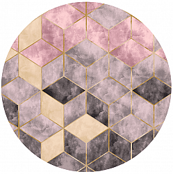 Rond vloerkleed - Brendola (roze/grijs/goud)