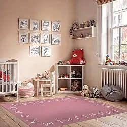 Kindervloerkleed - Alphabetic Border (roze)