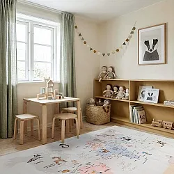 Kindervloerkleed - Animal Map (beige)