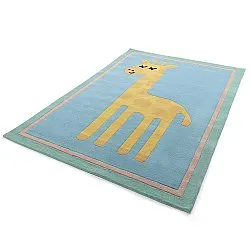 Kinderkleed - Giraffe Hand Tufted Wool Premium (lichtblauw/multi)