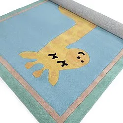 Kinderkleed - Giraffe Hand Tufted Wool Premium (lichtblauw/multi)