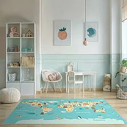 Kindervloerkleed - World Map (blauw/multi)