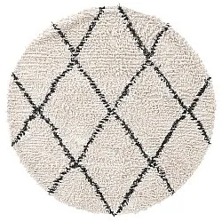 Rond vloerkleed - Alcott Natural Cotton Shaggy (zwart/wit)