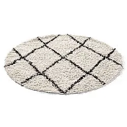 Rond vloerkleed - Alcott Natural Cotton Shaggy (zwart/wit)
