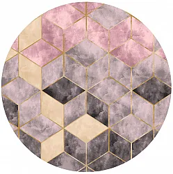 Rond vloerkleed - Brendola (roze/grijs/goud)