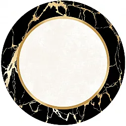Rond vloerkleed - Cerasia (zwart/wit/goud)