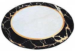 Rond vloerkleed - Cerasia (zwart/wit/goud)