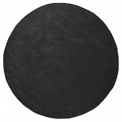 Rond vloerkleed - Recycled PET with viscose look (zwart)