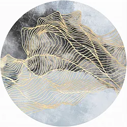 Rond vloerkleed - Ekual (blauw/grijs/goud)