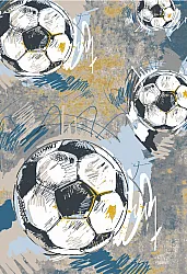 Kindervloerkleed - Cartoon Footballs (multi)