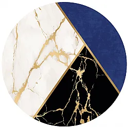 Rond vloerkleed - Canelli (zwart/wit/blauw)