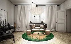 Rond vloerkleed - Positano (beige/groen)