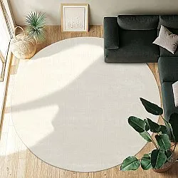 Rond vloerkleed - Recycled PET with viscose look (offwhite)