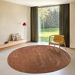 Rond vloerkleed - Recycled PET with viscose look (brownie)