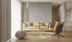 Rond vloerkleed - Elena (beige/goud)