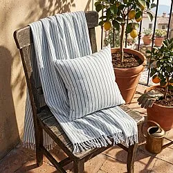Dekens - Rumi stripe cotton throw (lichtblauw/marineblauw/crème)