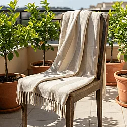 Dekens - Wollenmix plaid - Beatriz Stripe (beige/wit)
