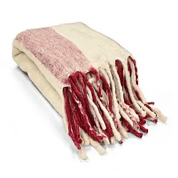 Dekens - Wollenmix plaid - Beatriz Stripe (rood/wit)