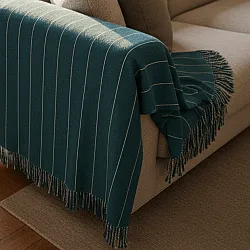 Dekens - Katoenen plaid - Martina Stripe (blauw/wit)