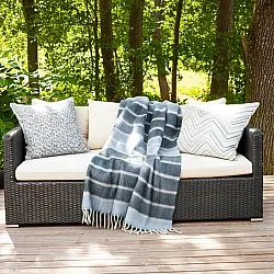 Plaid dekens - throw van wolmix - Charlotte (blauw)