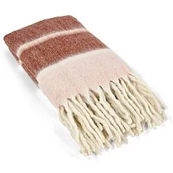 Plaid dekens - throw van wolmix - Charlotte (roze)