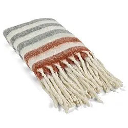 Plaid dekens - throw van wolmix - Monica (roze)