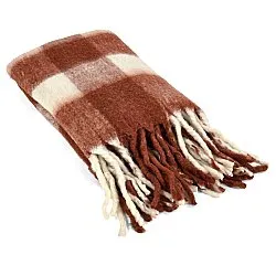 Plaid dekens - throw van wolmix - Phoebe (roze)