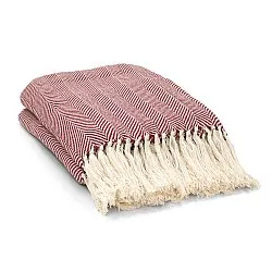 Dekens - Katoenen plaid - Denisa Fishbone (rood/wit)