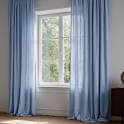 Gordijnen - Gordijn met linnenimitatie Andrada (donkerblauw)
