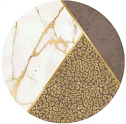 Rond vloerkleed - Granada (bruin/wit/goud)