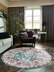 Rond vloerkleed - Bouhjar (blauw/roze/multi)