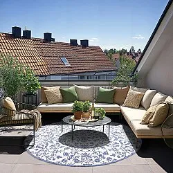 Rond vloerkleed - Brussels Ocean (blauw)
