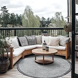 Rond vloerkleed - Monsaraz (zwart)