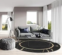 Rond vloerkleed - Cerasia (zwart/goud)