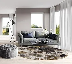 Rond vloerkleed - Flores (zwart/bruin/wit)