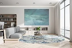 Rond vloerkleed - Hiboun (blauw)