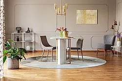 Rond vloerkleed - Ekual (blauw/grijs/goud)