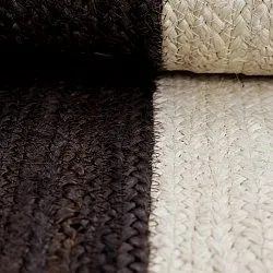 Jute-vloerkleed - Senaki (donker taupe/wit)
