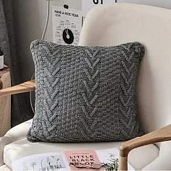 Kussensloop - Knit Macrame 45 x 45 cm (grijs)