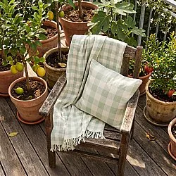 Kussensloop - Isela check cotton cushion cover (crème/lichtgroen)