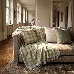 Dekens - Isela check cotton throw (crème/lichtgroen)