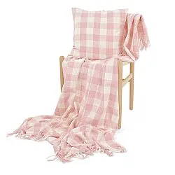 Dekens - Isela check cotton throw (crème/roze)