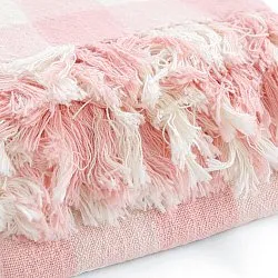 Dekens - Isela check cotton throw (crème/roze)