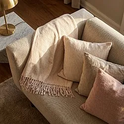 Dekens - Rumi stripe cotton throw (crème/roze/lichtblauw)