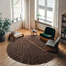 Ronde vloerkleden - Amberley Natural Cotton Shaggy (bruin)