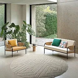 Ronde vloerkleden - Amberley Natural Cotton Shaggy (gebroken wit)
