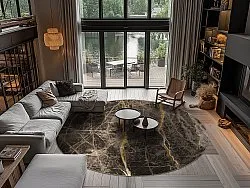 Rond vloerkleed - Aris (zwart/goud)