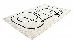 Hoogpolig vloerkleed - Bavello Natural Cotton Shaggy (offwhite/zwart)