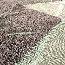 Hoogpolig vloerkleed - Bellevue Natural Cotton Shaggy (taupe/groen)