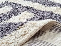 Ronde vloerkleden - Bergamo Natural Cotton Shaggy (grijs/wit)